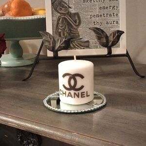 Chanel Emblem On White Decorative Candle